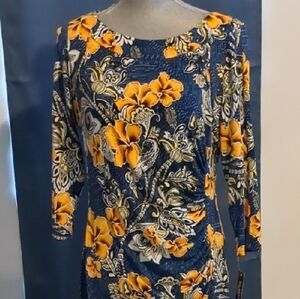 Glamour Gold and White Sheath Dress with Dolman Sleeves